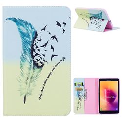 Feather Bird Folio Stand Leather Wallet Case for Samsung Galaxy Tab A 8.0 (2017) T380 T385 A2 S