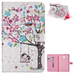 Flower Tree Swing Girl 3D Painted Tablet Leather Wallet Case for Samsung Galaxy Tab A 8.0 (2017) T380 T385 A2 S