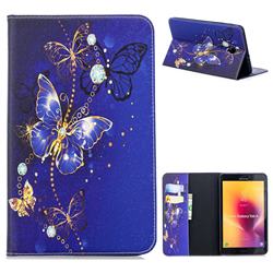 Gold and Blue Butterfly Folio Stand Tablet Leather Wallet Case for Samsung Galaxy Tab A 8.0 (2017) T380 T385 A2 S