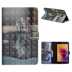 Tiger and Cat 3D Painted Leather Tablet Wallet Case for Samsung Galaxy Tab A 8.0 (2017) T380 T385 A2 S