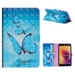 Blue Sea Butterflies 3D Painted Leather Tablet Wallet Case for Samsung Galaxy Tab A 8.0 (2017) T380 T385 A2 S