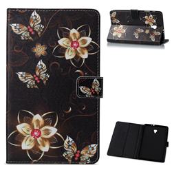 Golden Flower Butterfly Folio Stand Leather Wallet Case for Samsung Galaxy Tab A 8.0 (2017) T380 T385 A2 S