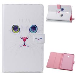 White Cat Folio Stand Leather Wallet Case for Samsung Galaxy Tab A 8.0 (2017) T380 T385 A2 S