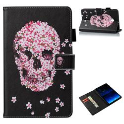 Petals Skulls Folio Stand Leather Wallet Case for Samsung Galaxy Tab A 8.0 (2017) T380 T385 A2 S