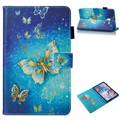 Gold Butterfly Folio Stand Leather Wallet Case for Samsung Galaxy Tab A 8.0 (2017) T380 T385 A2 S