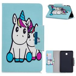 Couple Unicorn Folio Flip Stand Leather Wallet Case for Samsung Galaxy Tab A 8.0(2018) T387