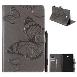 Embossing 3D Butterfly Leather Wallet Case for Samsung Galaxy Tab A 8.0(2018) T387 - Gray