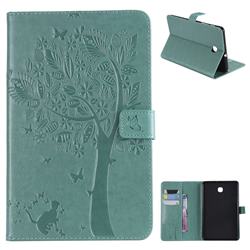 Embossing Butterfly Tree Leather Flip Cover for Samsung Galaxy Tab A 8.0(2018) T387 - Cyan
