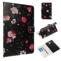 Black Flower Smooth Leather Tablet Wallet Case for Samsung Galaxy Tab A 8.0(2018) T387