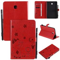 Embossing Bee and Cat Leather Flip Cover for Samsung Galaxy Tab A 8.0(2018) T387 - Red