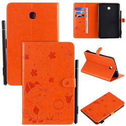 Embossing Bee and Cat Leather Flip Cover for Samsung Galaxy Tab A 8.0(2018) T387 - Orange