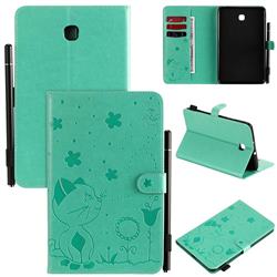 Embossing Bee and Cat Leather Flip Cover for Samsung Galaxy Tab A 8.0(2018) T387 - Green
