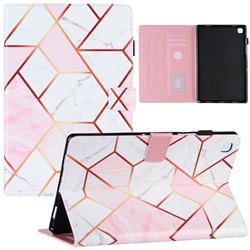 Pink White Stitching Color Marble Leather Flip Cover for Samsung Galaxy Tab A7 10.4 (2020) T500 T505