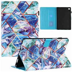 Green and Blue Stitching Color Marble Leather Flip Cover for Samsung Galaxy Tab A7 10.4 (2020) T500 T505