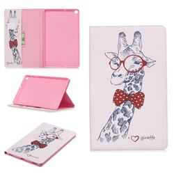 Glasses Giraffe Folio Stand Leather Wallet Case for Samsung Galaxy Tab A 10.1 (2019) T510 T515
