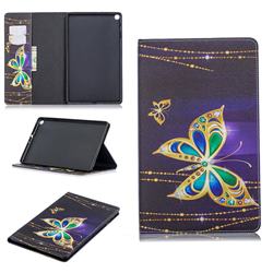 Golden Shining Butterfly Folio Stand Leather Wallet Case for Samsung Galaxy Tab A 10.1 (2019) T510 T515