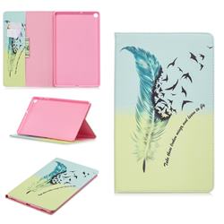 Feather Bird Folio Stand Leather Wallet Case for Samsung Galaxy Tab A 10.1 (2019) T510 T515