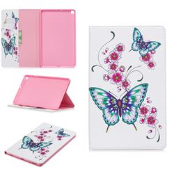 Peach Butterflies Folio Stand Leather Wallet Case for Samsung Galaxy Tab A 10.1 (2019) T510 T515