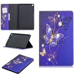 Gold and Blue Butterfly Folio Stand Tablet Leather Wallet Case for Samsung Galaxy Tab A 10.1 (2019) T510 T515