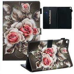 Black Rose Matte Leather Wallet Tablet Case for Samsung Galaxy Tab A 10.1 (2019) T510 T515