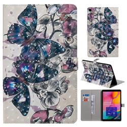 Black Butterfly 3D Painted Tablet Leather Wallet Case for Samsung Galaxy Tab A 10.1 (2019) T510 T515