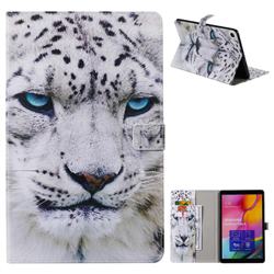 White Leopard Folio Flip Stand Leather Wallet Case for Samsung Galaxy Tab A 10.1 (2019) T510 T515