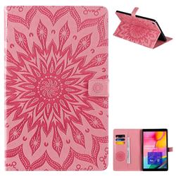 Embossing Sunflower Leather Flip Cover for Samsung Galaxy Tab A 10.1 (2019) T510 T515 - Pink