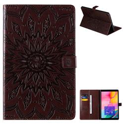 Embossing Sunflower Leather Flip Cover for Samsung Galaxy Tab A 10.1 (2019) T510 T515 - Brown