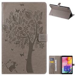 Embossing Butterfly Tree Leather Flip Cover for Samsung Galaxy Tab A 10.1 (2019) T510 T515 - Grey