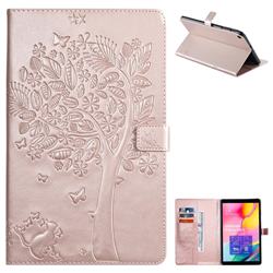 Embossing Butterfly Tree Leather Flip Cover for Samsung Galaxy Tab A 10.1 (2019) T510 T515 - Rose Gold