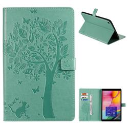Embossing Butterfly Tree Leather Flip Cover for Samsung Galaxy Tab A 10.1 (2019) T510 T515 - Cyan