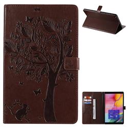 Embossing Butterfly Tree Leather Flip Cover for Samsung Galaxy Tab A 10.1 (2019) T510 T515 - Brown