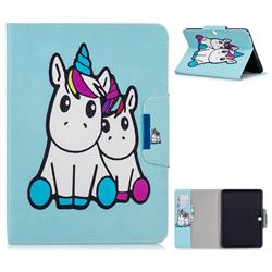 Couple Unicorn Folio Flip Stand Leather Wallet Case for Samsung Galaxy Tab 4 10.1 T530 T531 T533 T535