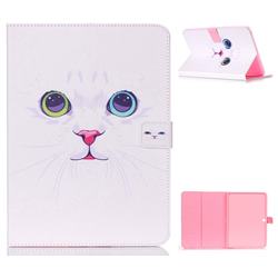 White Cat Folio Stand Leather Wallet Case for Samsung Galaxy Tab 4 10.1 T530 T531 T533 T535
