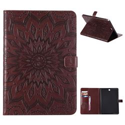 Embossing Sunflower Leather Flip Cover for Samsung Galaxy Tab A 9.7 T550 T555 - Brown
