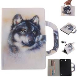 Snow Wolf Handbag Tablet Leather Wallet Flip Cover for Samsung Galaxy Tab A 9.7 T550 T555