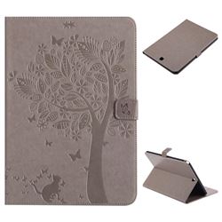Embossing Butterfly Tree Leather Flip Cover for Samsung Galaxy Tab A 9.7 T550 T555 - Grey