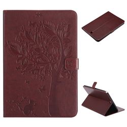 Embossing Butterfly Tree Leather Flip Cover for Samsung Galaxy Tab A 9.7 T550 T555 - Brown