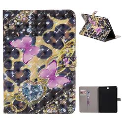 Violet Butterfly 3D Painted Tablet Leather Wallet Case for Samsung Galaxy Tab A 9.7 T550 T555