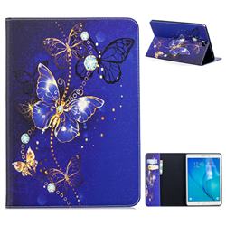 Gold and Blue Butterfly Folio Stand Tablet Leather Wallet Case for Samsung Galaxy Tab A 9.7 T550 T555