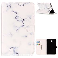 Soft White Marble Folio Flip Stand PU Leather Wallet Case for Samsung Galaxy Tab E 9.6 T560 T561