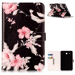 Azalea Flower Folio Flip Stand PU Leather Wallet Case for Samsung Galaxy Tab E 9.6 T560 T561
