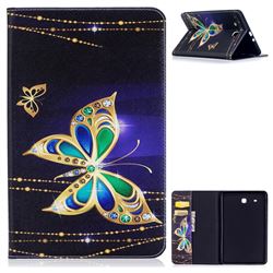 Golden Shining Butterfly Folio Stand Leather Wallet Case for Samsung Galaxy Tab E 9.6 T560 T561