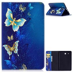 Golden Butterflies Folio Stand Leather Wallet Case for Samsung Galaxy Tab E 9.6 T560 T561