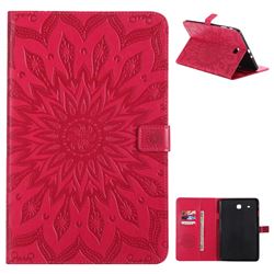 Embossing Sunflower Leather Flip Cover for Samsung Galaxy Tab E 9.6 T560 T561 - Red
