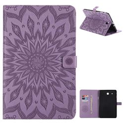 Embossing Sunflower Leather Flip Cover for Samsung Galaxy Tab E 9.6 T560 T561 - Purple