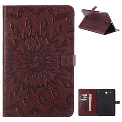 Embossing Sunflower Leather Flip Cover for Samsung Galaxy Tab E 9.6 T560 T561 - Brown