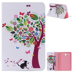 Cat and Tree Folio Flip Stand Leather Wallet Case for Samsung Galaxy Tab E 9.6 T560 T561