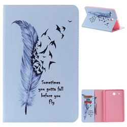 Feather Birds Folio Flip Stand Leather Wallet Case for Samsung Galaxy Tab E 9.6 T560 T561