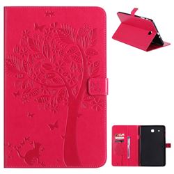 Embossing Butterfly Tree Leather Flip Cover for Samsung Galaxy Tab E 9.6 T560 T561 - Rose